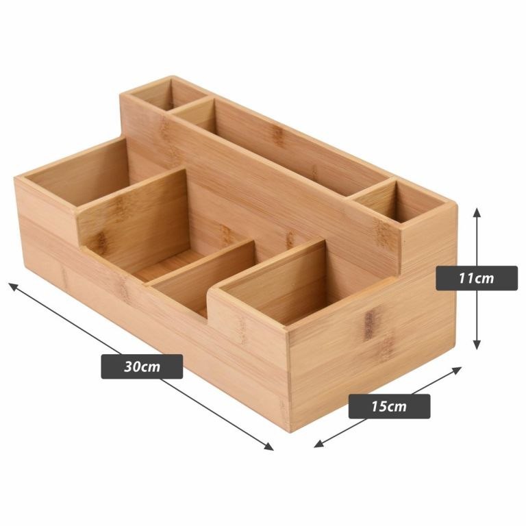 Organizer na artykuły papiernicze, bambusowy 30 x 15 x 11 cm